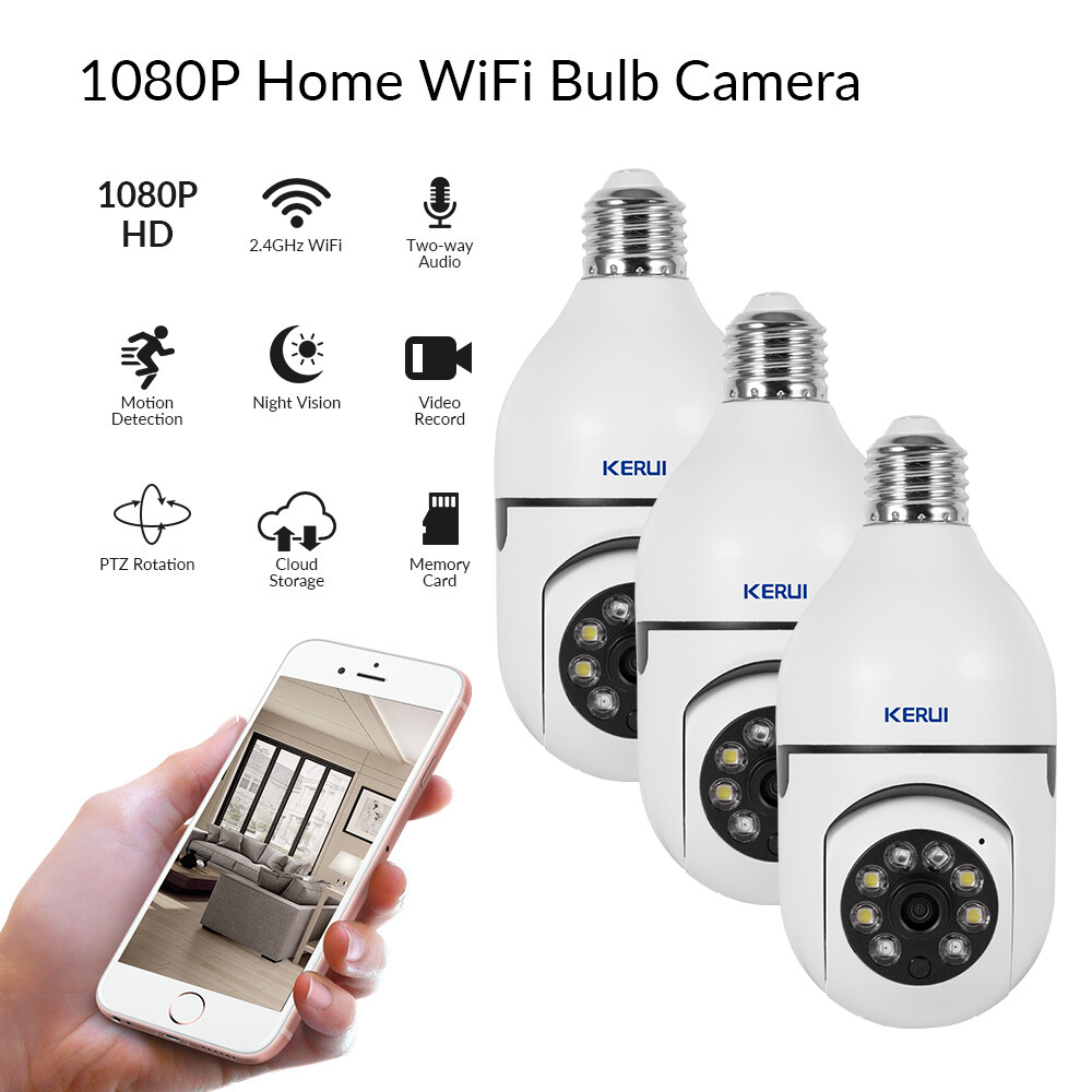 1080P WiFi E27 Light Bulb Camera 3PCS Smart Home Security Surveillance Cameras