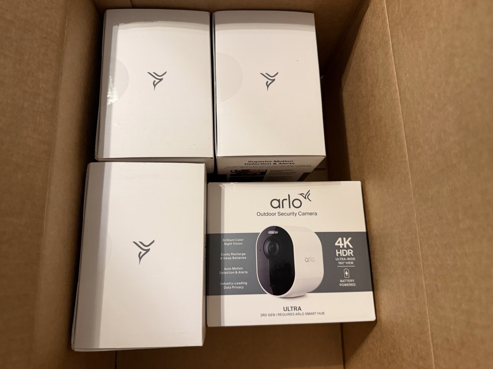 Qty 4 – Sealed Arlo Ultra 4K 3rd Gen Single Add On Camera Battery Powered Sealed