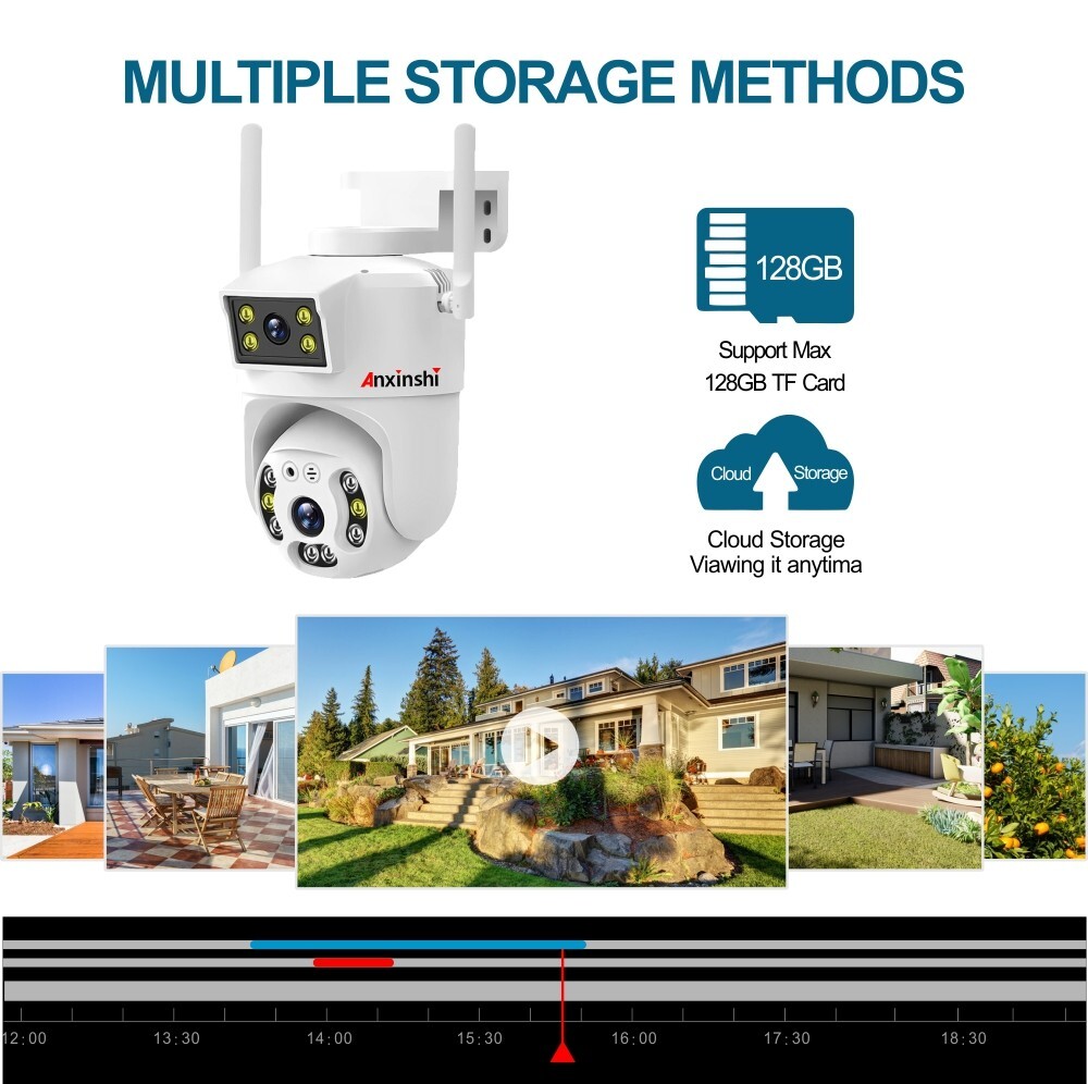 HD 4MP Two-Way Audion AI Human Detection Dual Lens 4G PTZ Camera V380 Pro APP