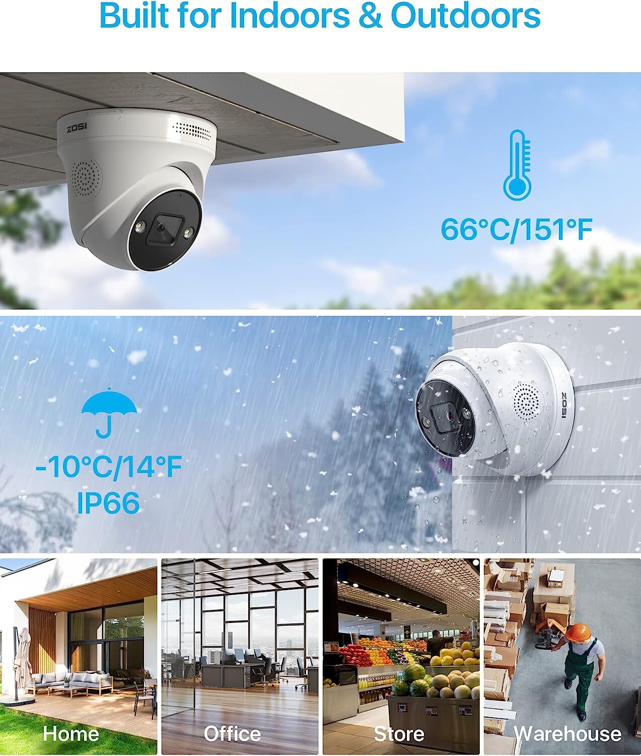 ZOSI 4K 8CH Security PoE IP Camera System NVR with 2TB HDD AI Human Detection