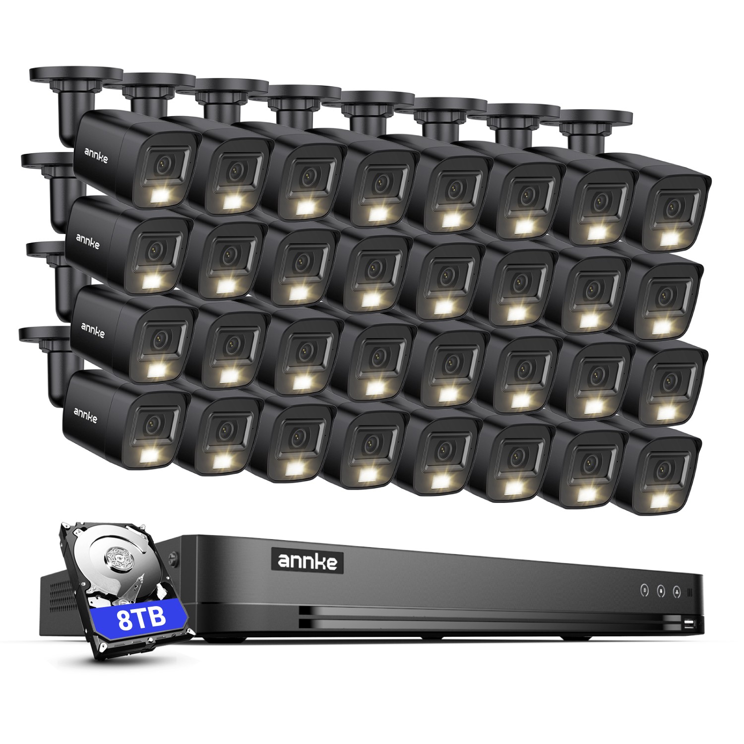 ANNKE 32CH 3K Lite DVR 5MP Audio Security Camera System AI Color Night IP67 CCTV