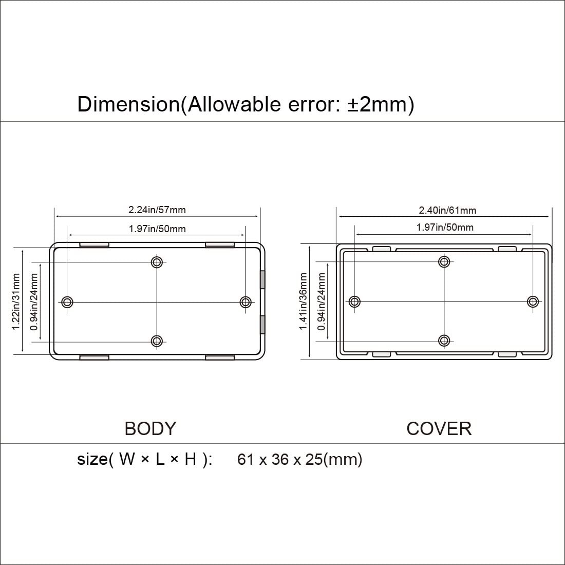 LeMotech Project Box 5 Pieces ABS Plastic 2.40″x 1.41″x 0.98″, 5 pieces