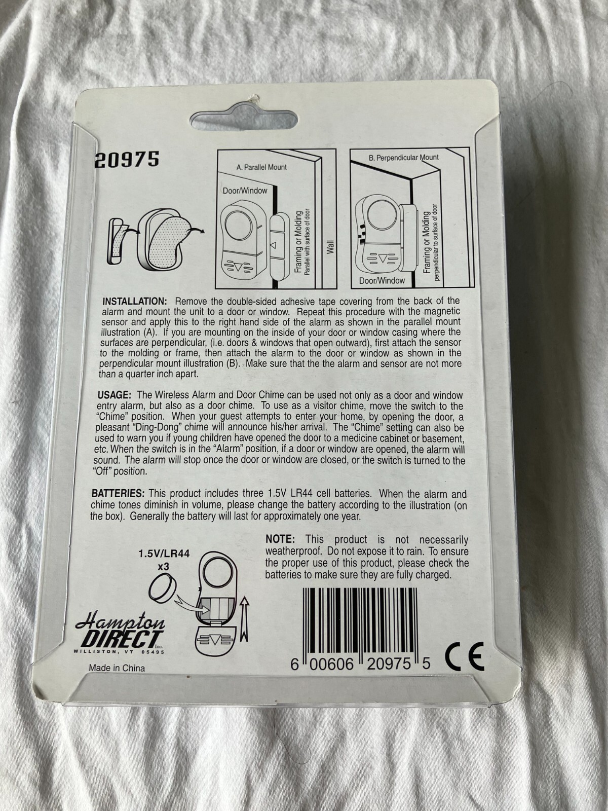 Wireless Home Security Alarm and Door Chime Battery required 20975 90db DIY