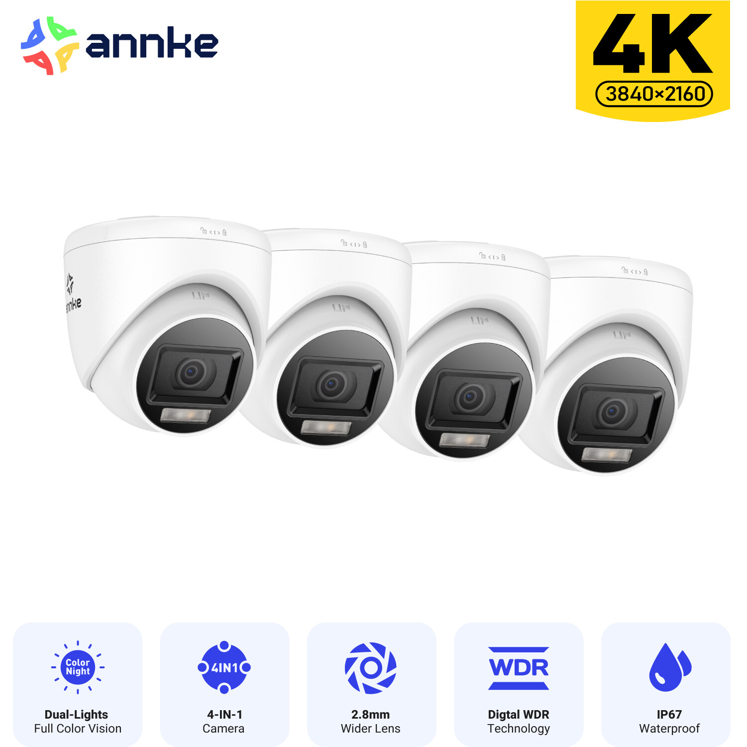 ANNKE 4K 8MP 4IN1 Home CCTV Security Camera Outdoor IR & Color Night Vision IP67