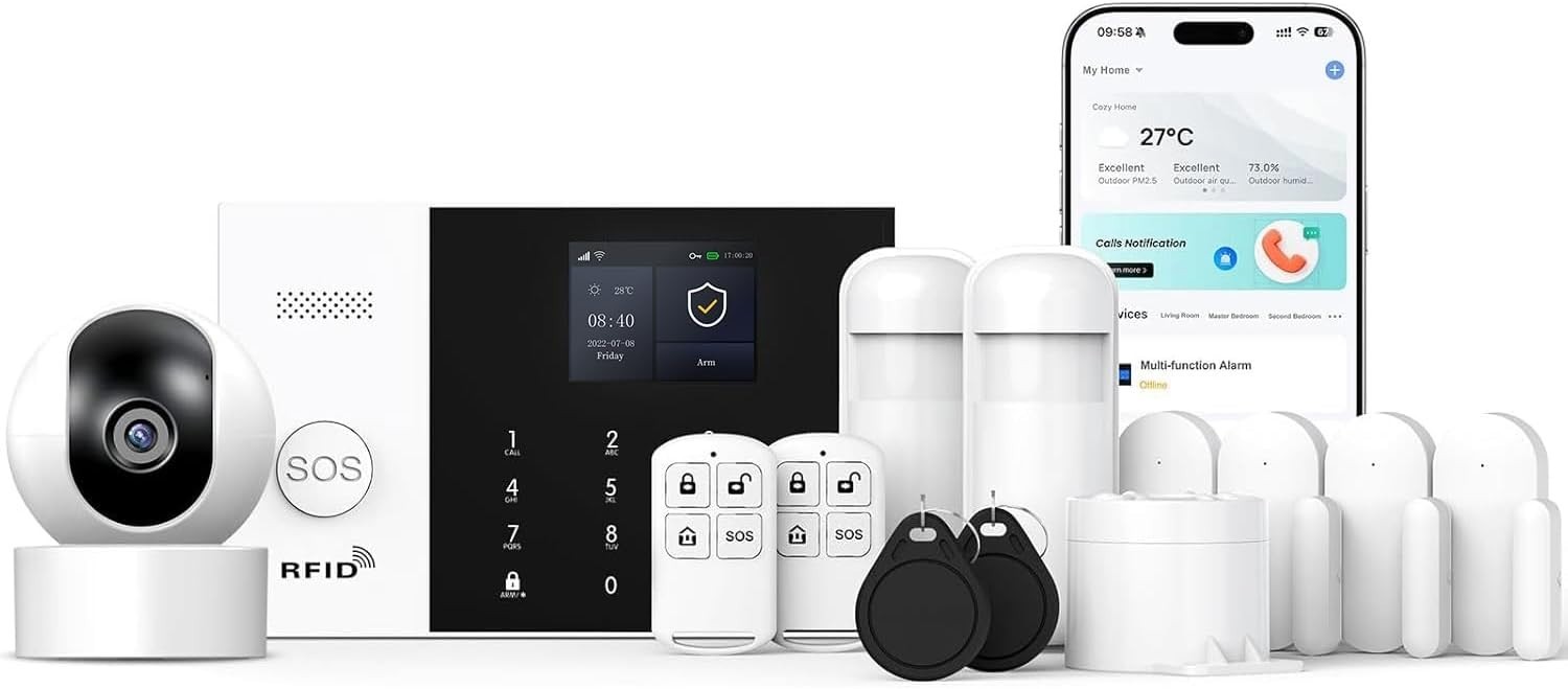 Battery-Powered Wireless Alarm System with HD Security Camera – Easy Setup