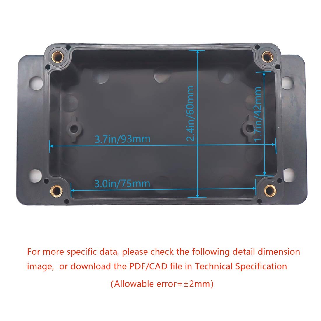 Zulkit Junction Box ABS Plastic Dustproof Waterproof IP65 Universal Black