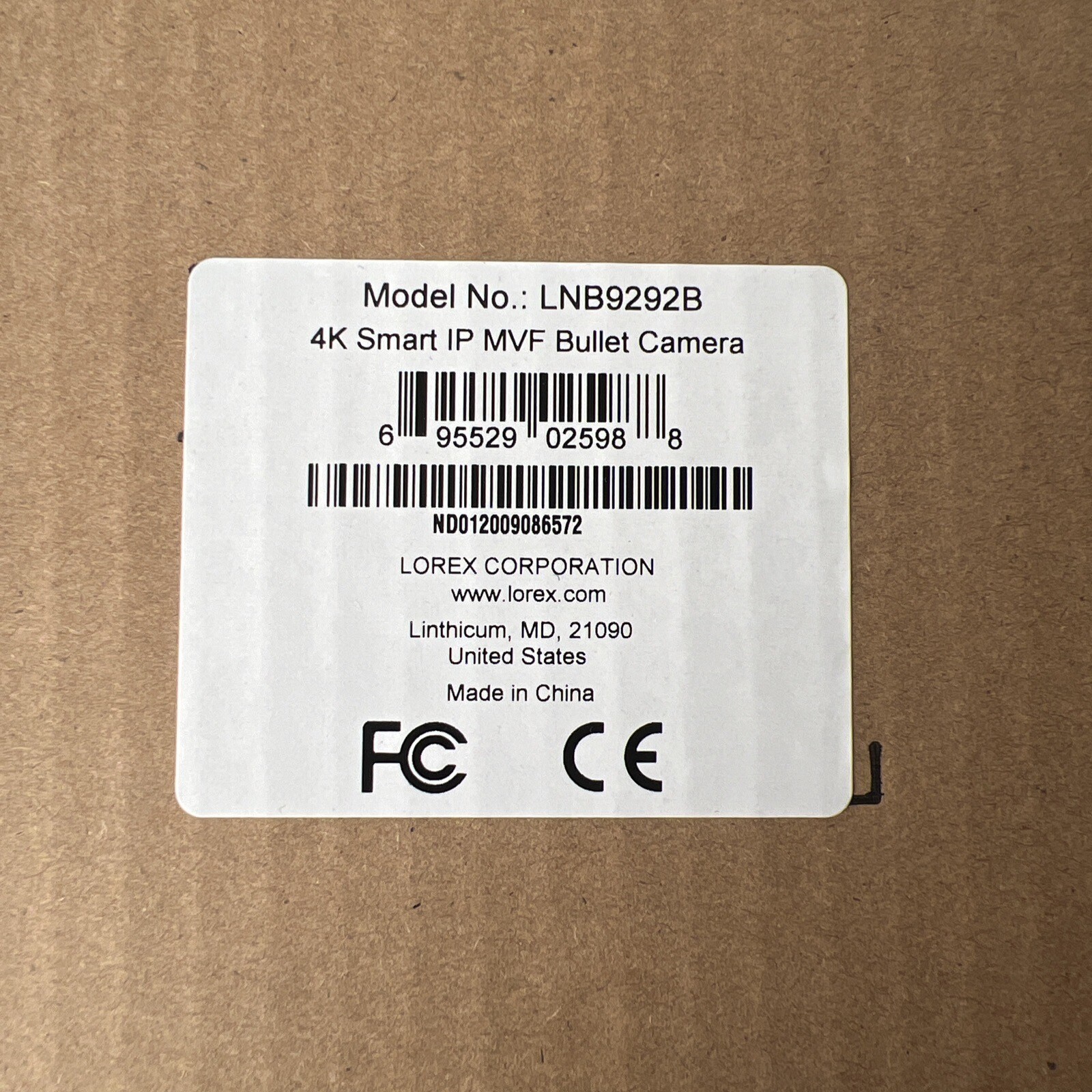 Lorex LNB9292B 4K Smart Ultra HD IP 4x MVF Bullet Camera 30FPS IP67
