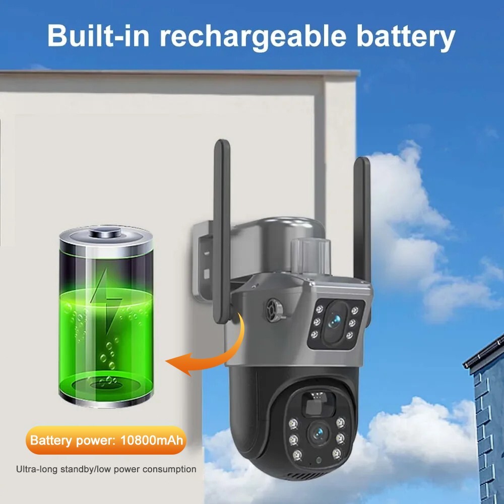 Wifi Solar Powered Security 8MP Wireless Camera PTZ FHD Waterproof Surveillance