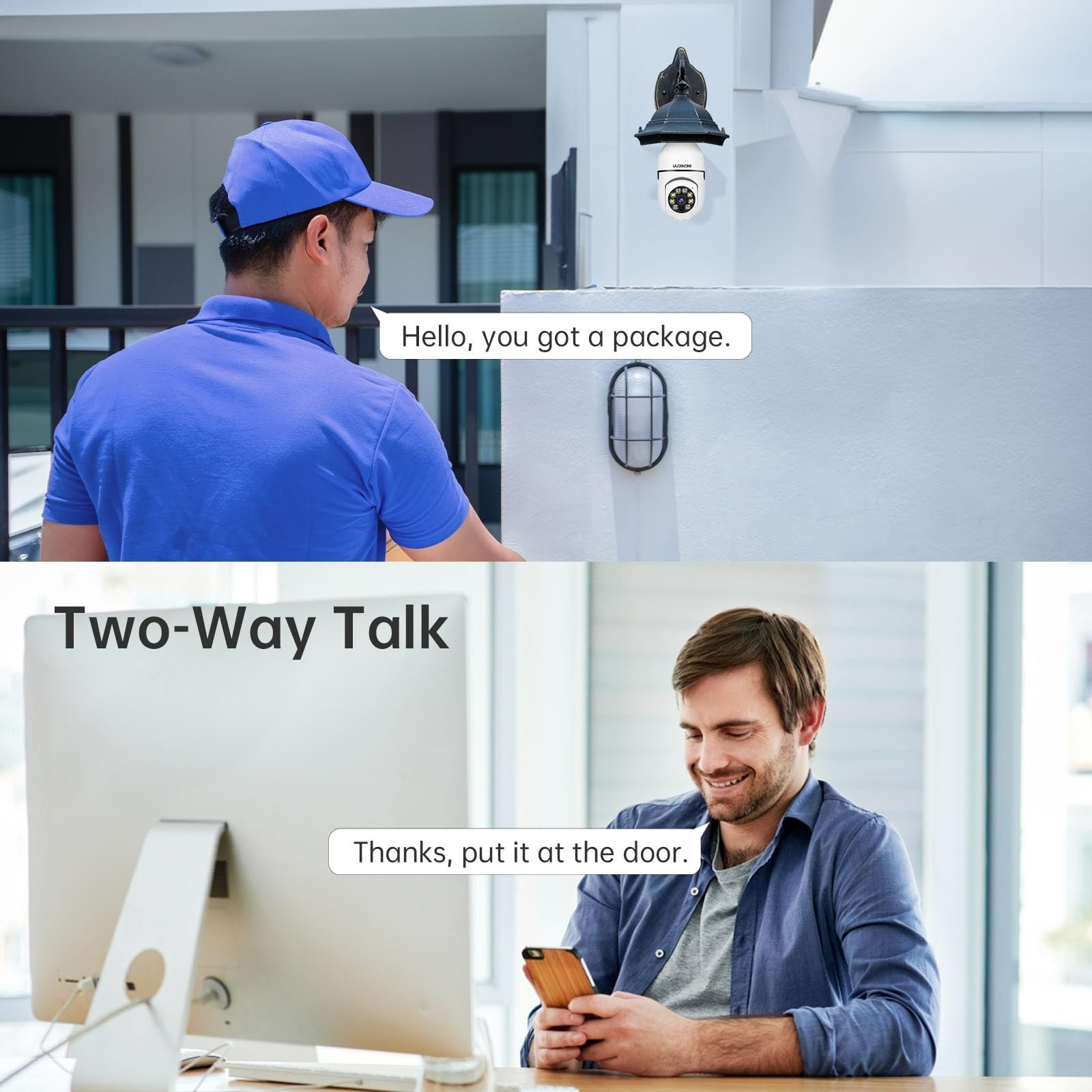WESECUU Light Bulb Security Camera 2K WiFi Motion Detection Night Vision