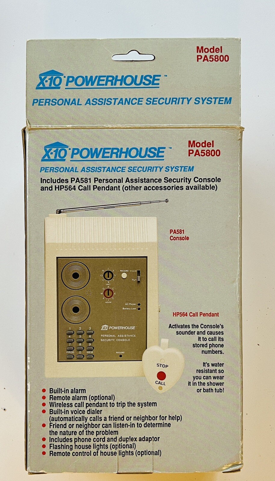 X-10 Powerhouse Personal Assistance Security System PA5800 New Open Box