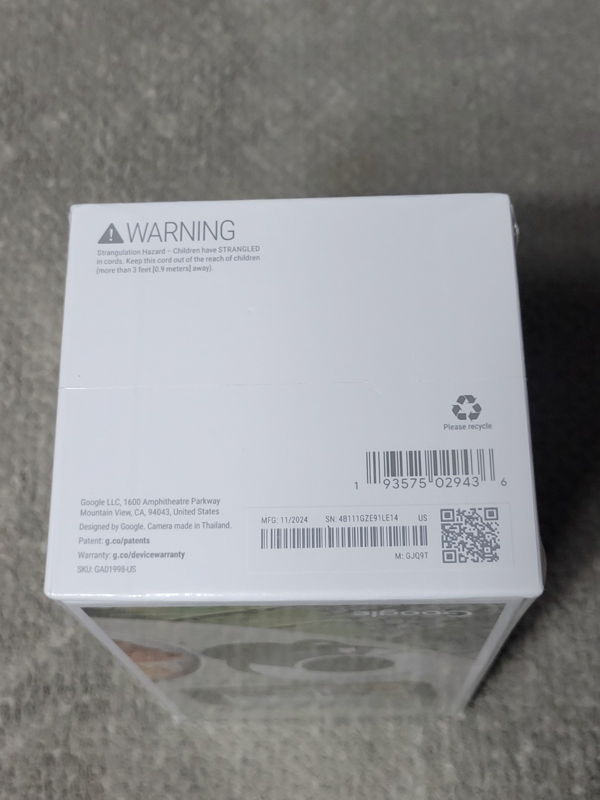 Google Nest Indoor Security Cam 1080p (Wired) 2nd Generation Color: Snow SEALED