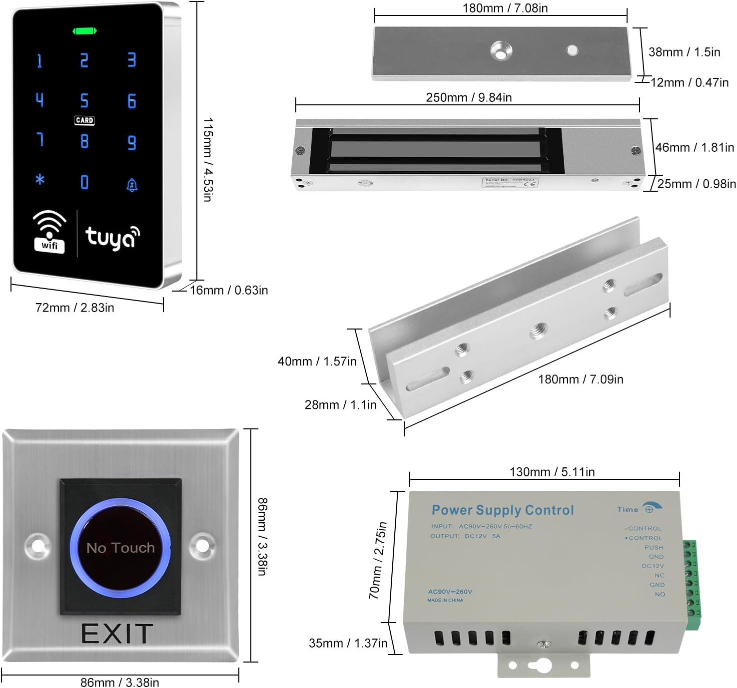 Wifi TUYA Security Access System Kit with Waterproof RFID Keypad Door Lock, App，