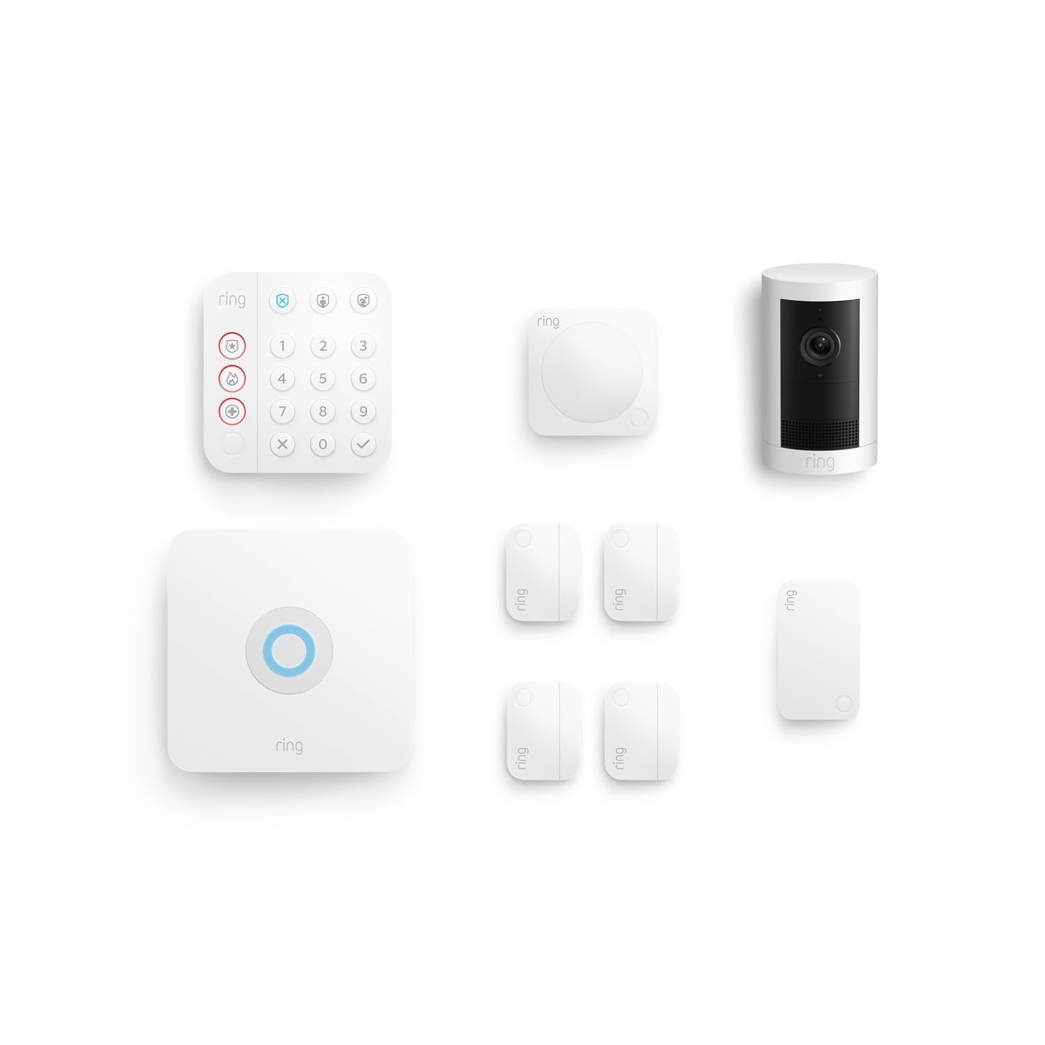 Ring Alarm 8-Piece Kit with Sensors and Outdoor Cam Plus Battery White