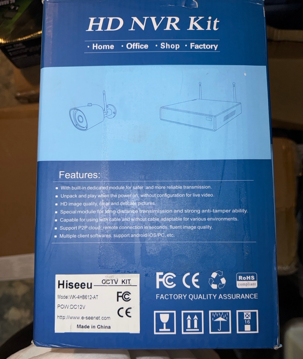 Hiseeu WK-4HB612-AT Wireless HD NVR CCTV Kit 4 Cameras Wi-Fi 1TB I/O