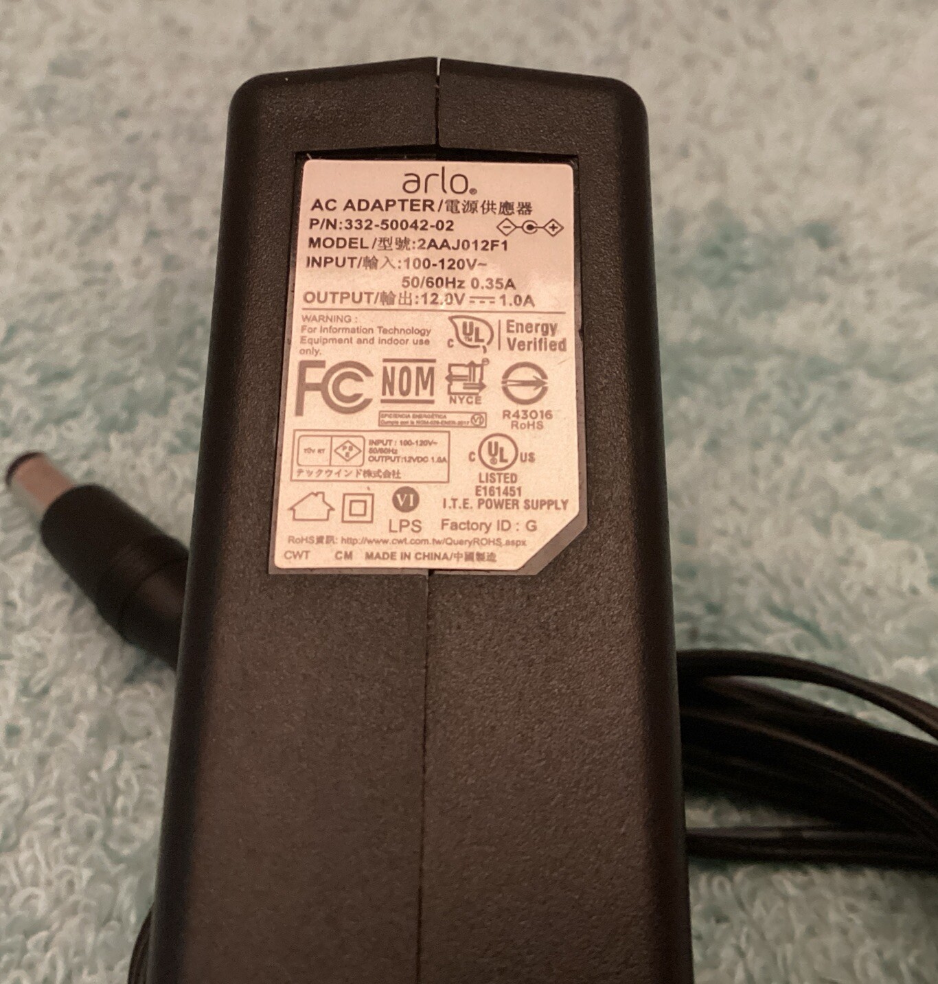 Genuine Netgear 2AAJ012F1 332-50042-02 AC Adapter for VMB4500 Arlo Base Station
