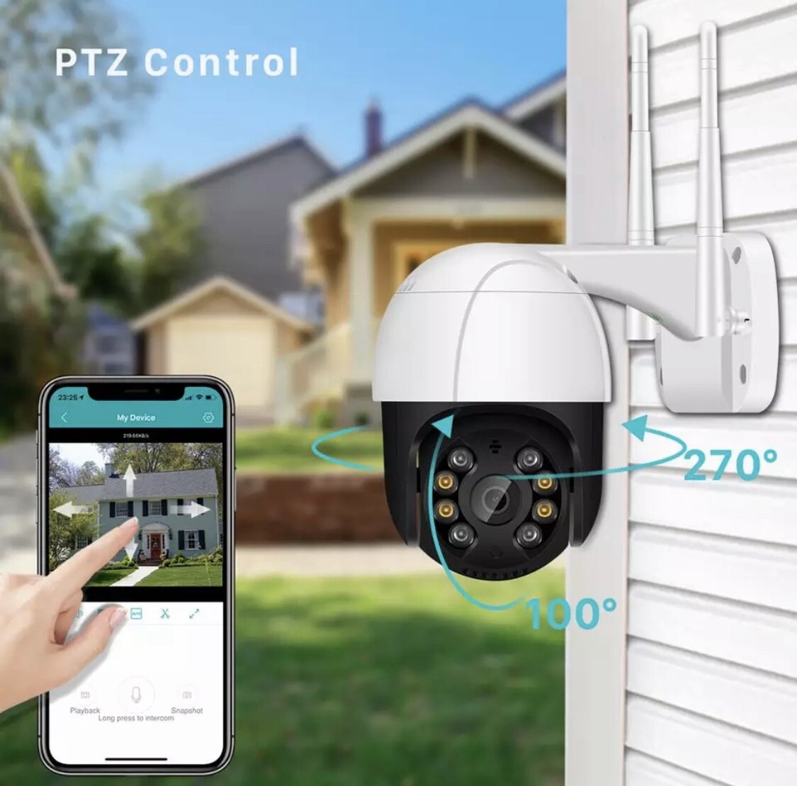 1080P PTZ Wifi IP Camera Outdoor 4X Digital Zoom AI Human Detect Wireless Camera