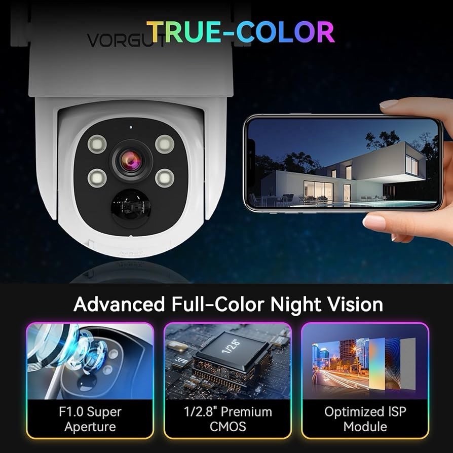 2K Solar Security Camera System, 10″ Monitor, 500GB HDD, 360° PTZ, 2.4/5G WiFi