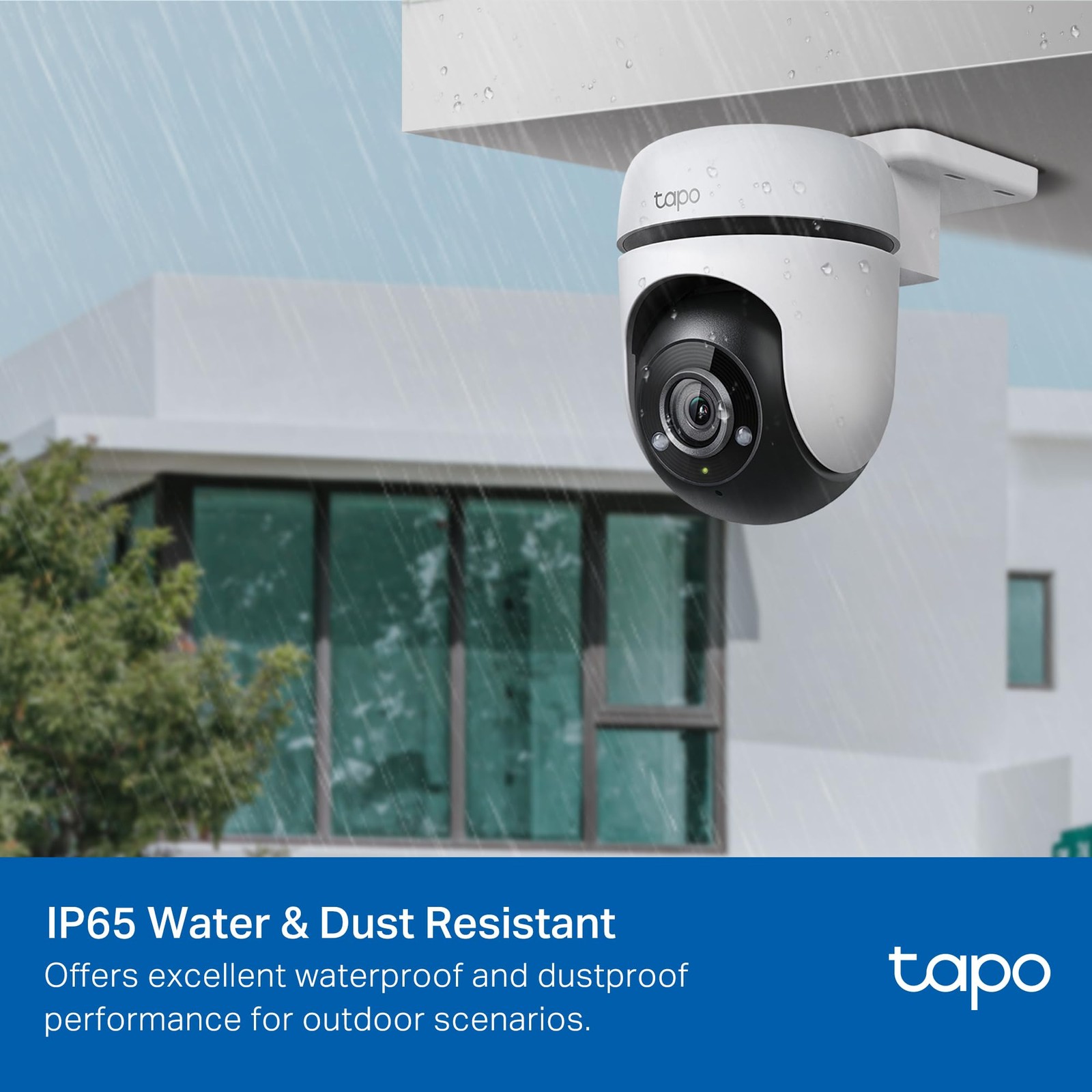 Tapo 1080P Outdoor Wired Pan/Tilt Security Wi-Fi Camera, 360° View, White