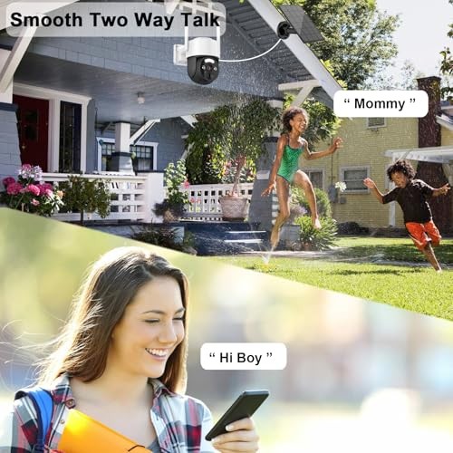2K Solar Security Cameras Wireless Outdoor, Pan Tilt 360° WiFi Camera for Home