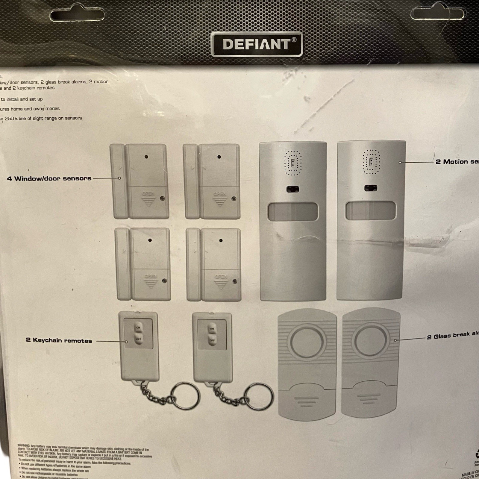 Defiant Wireless Home Security Protection System Set 4 Door/Window 2 Motion +