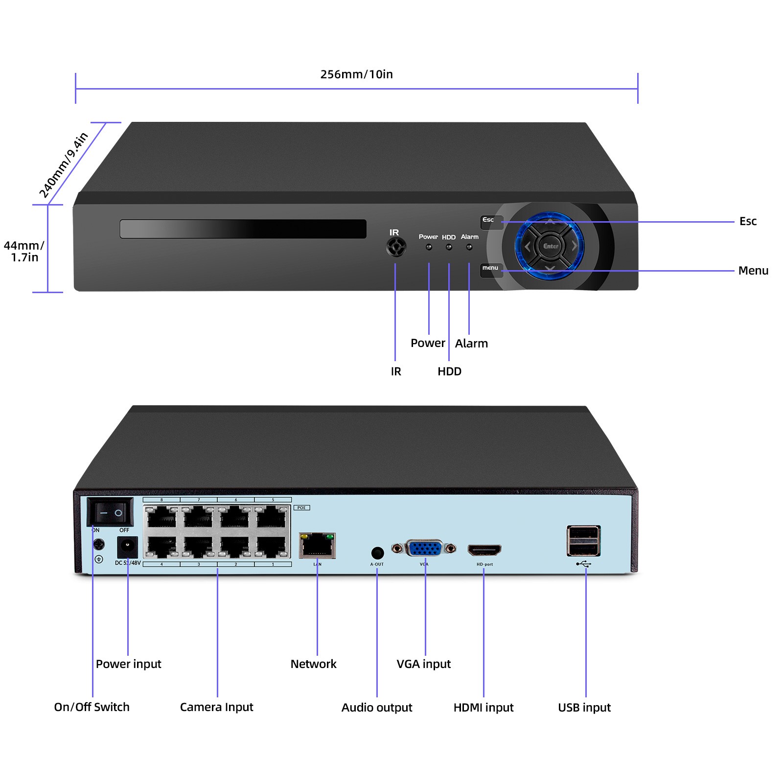 7” Monitor NVR 6MP Wireless Home Security Camera System Solar Wifi IP Cameras