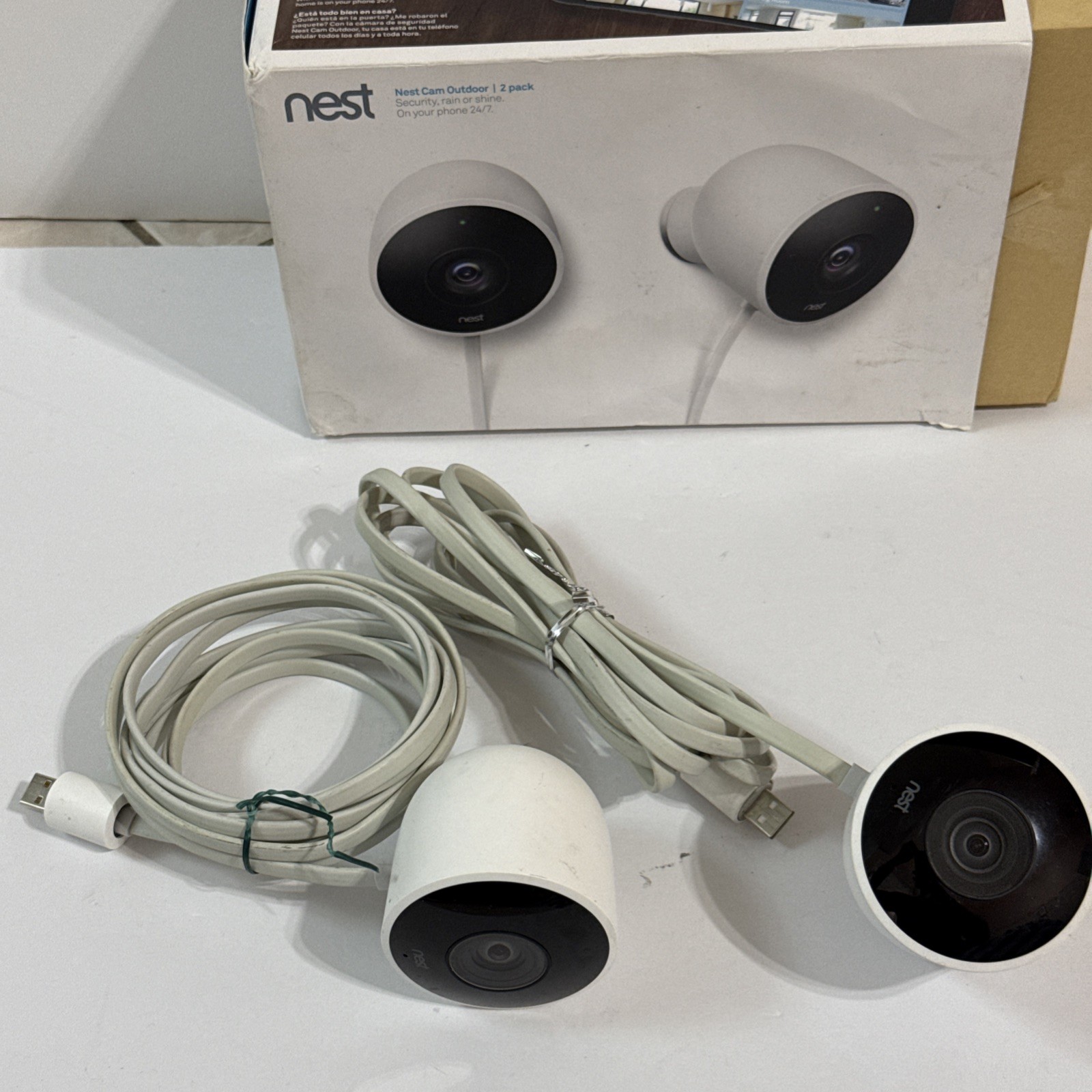 NEST Cam Outdoor Smart Security Camera (2-Pk)- NC2400ES – 2nd Gen, Wired Tested