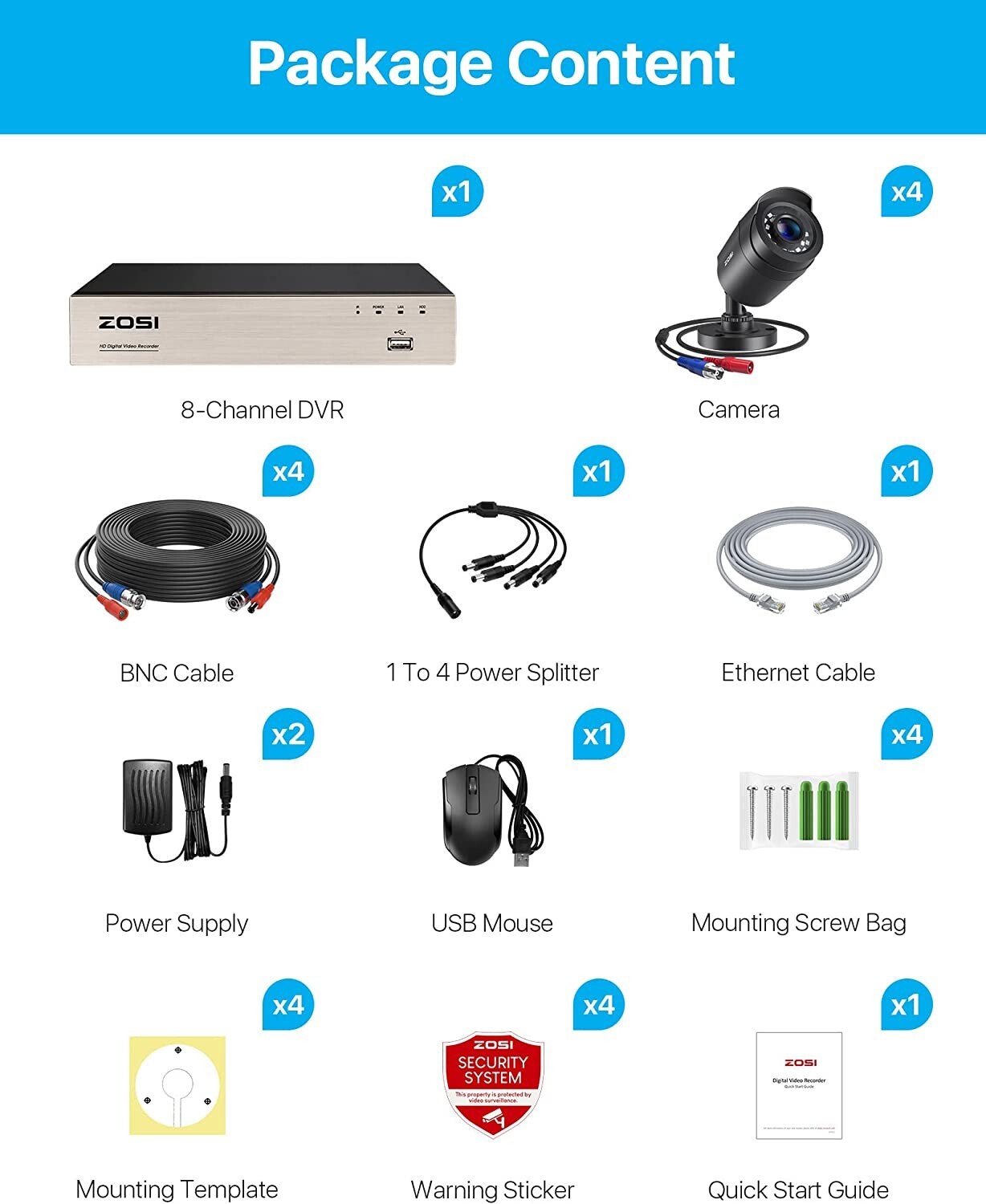 ZOSI 8CH 1080p Security Cameras System Outdoor
