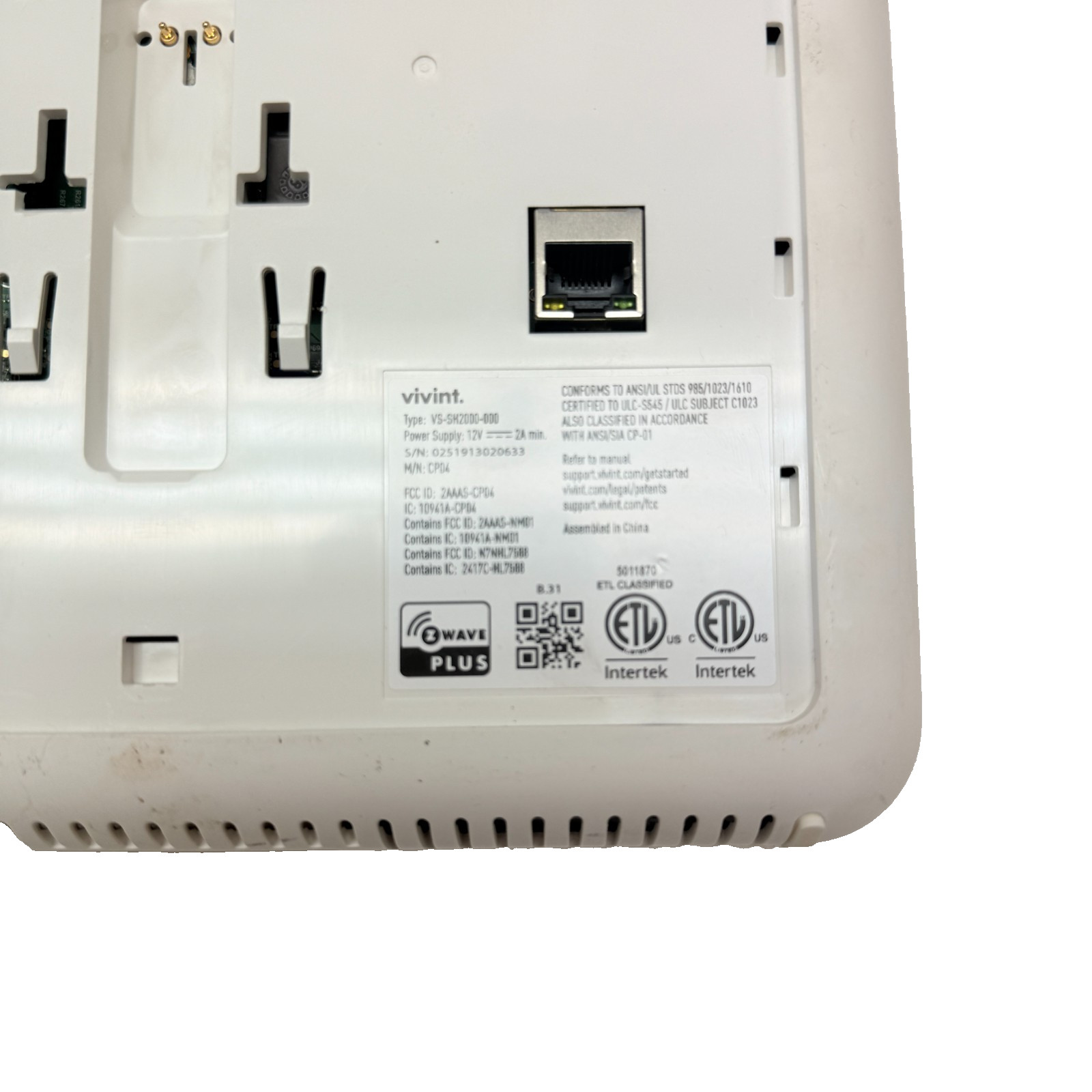 Vivint Smart Hub Control Panel (PN: VS-SH2000-000) Touchscreen Untested