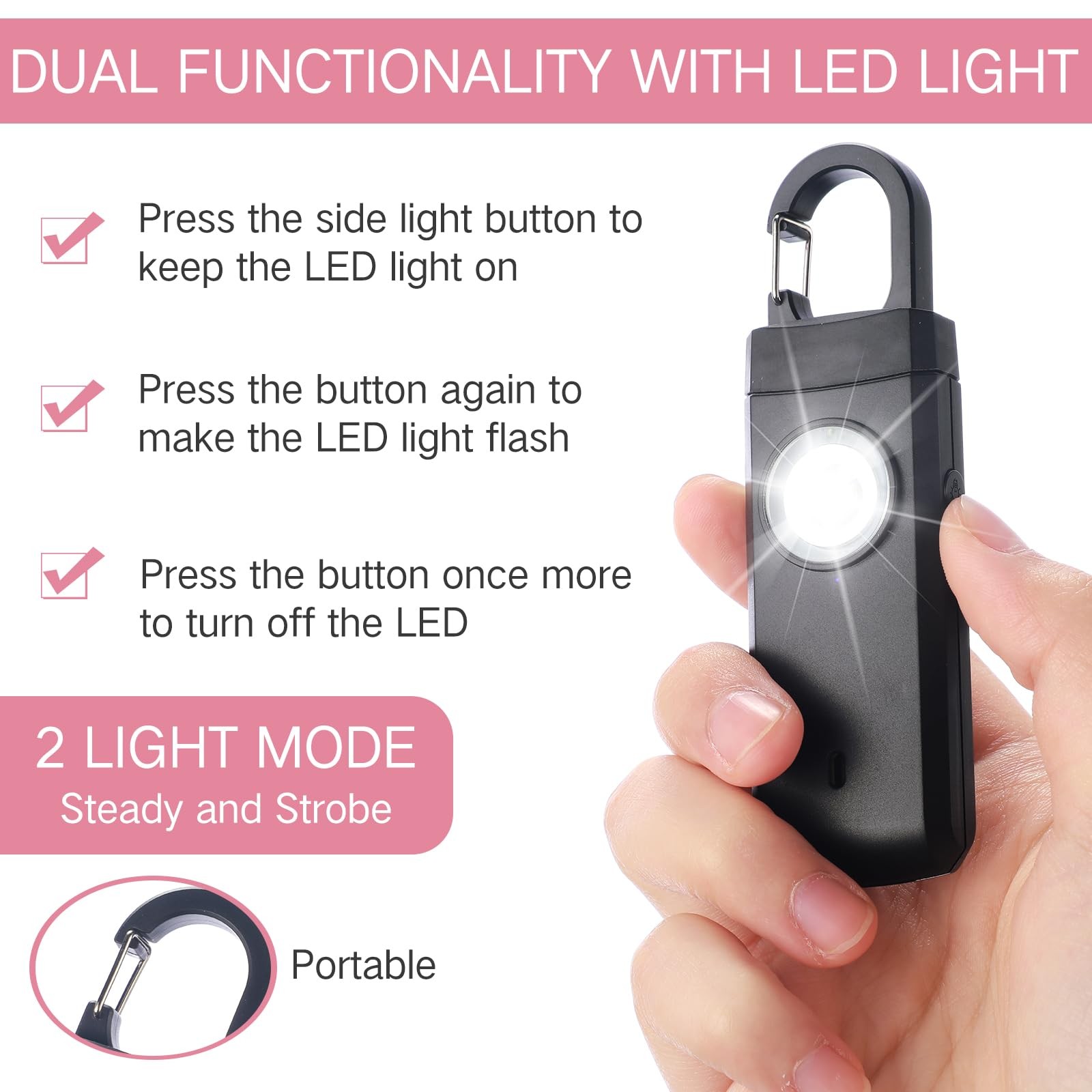 6 Pcs Rechargeable Personal Safety Alarm for Women, 130db Personal Alarm Prot…
