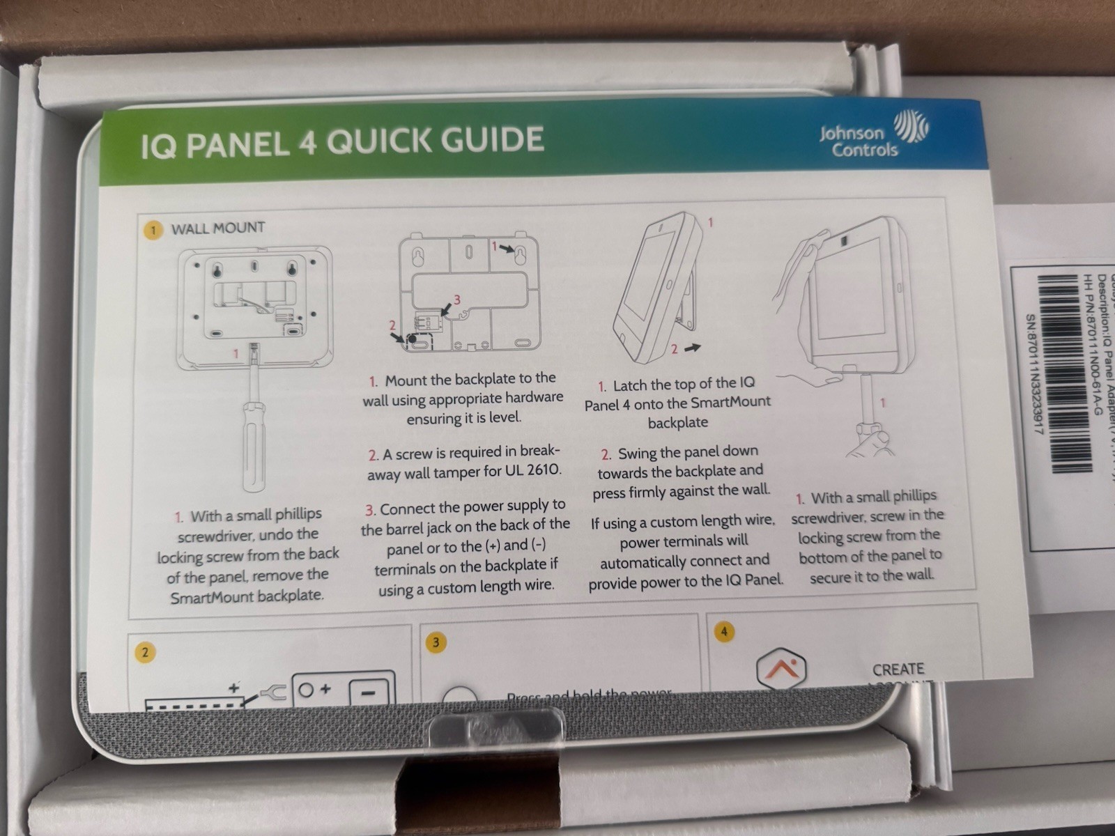 Qolsys IQ Panel 4 PowerG 319.5 MHz Smart Home Panel Verizon. IQP4001