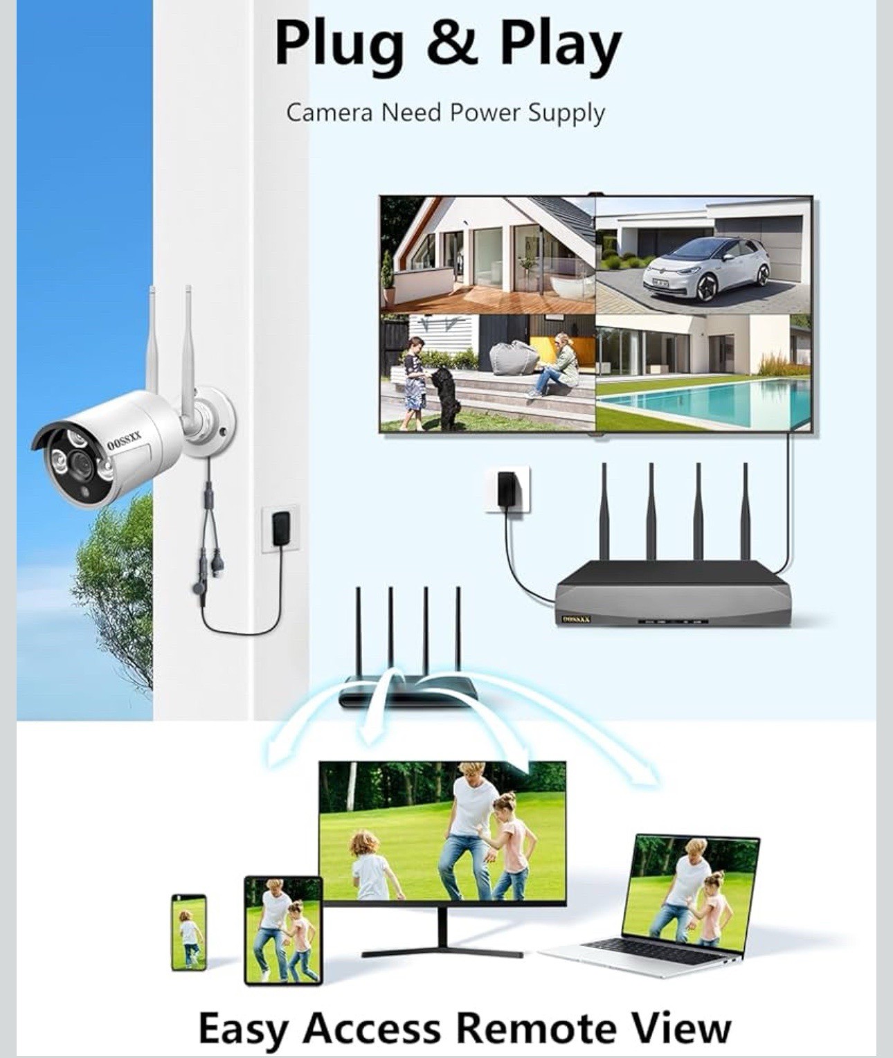 (2026 Update) Wireless Security Camera System, 10CH Wifi NVR with 8 X 3MP Dual A