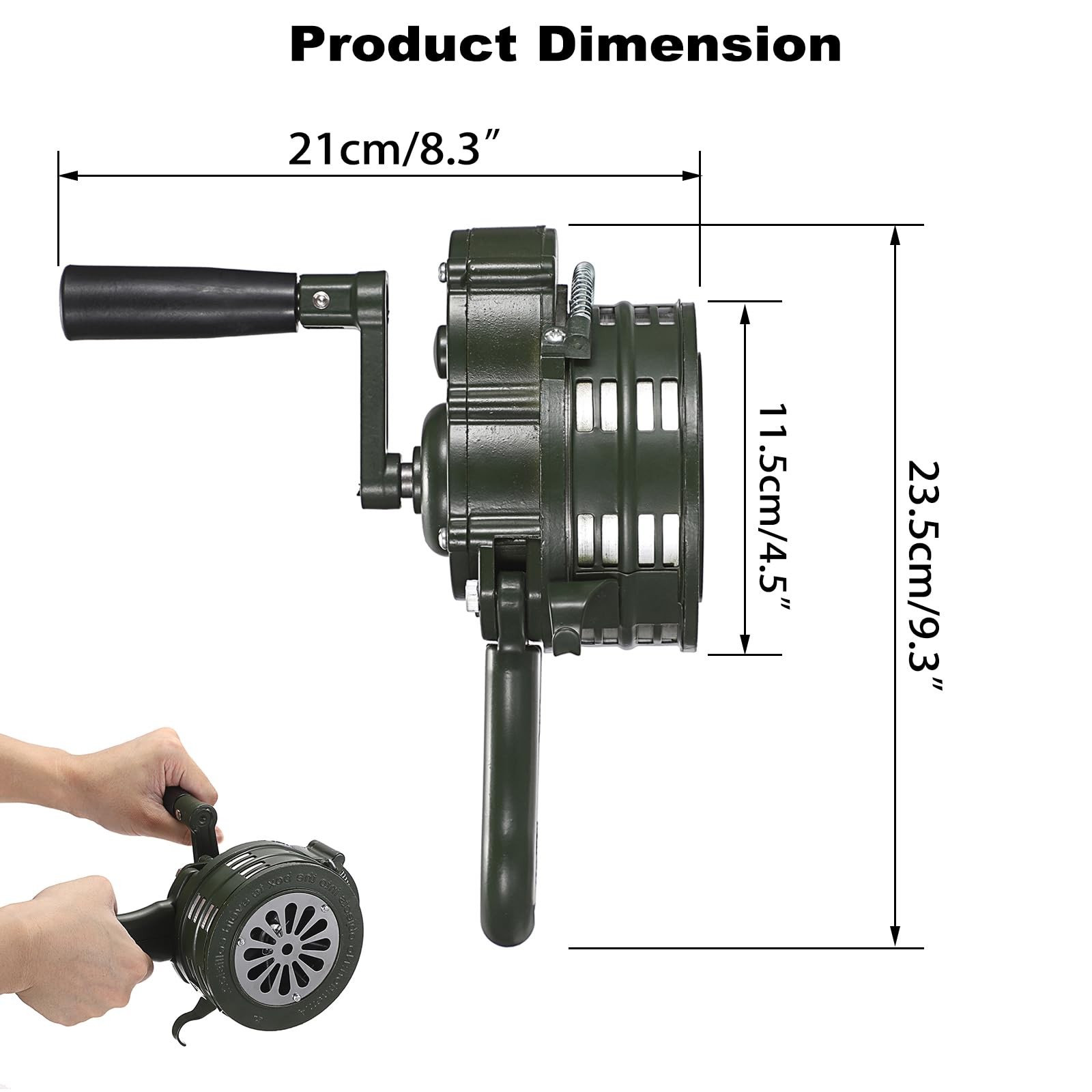 Hand Crank Siren Manual Operated Air Raid Siren with Foldable Handle for Spor…