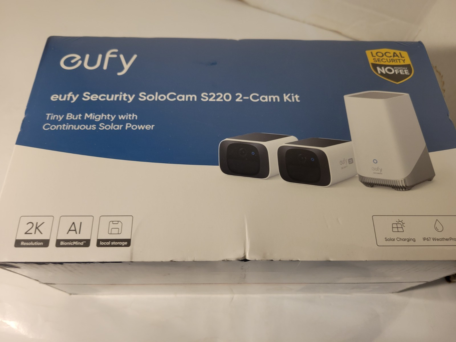 eufy SoloCam S220 Wireless Home Security System 2K Outdoor Cameras Solar Powered