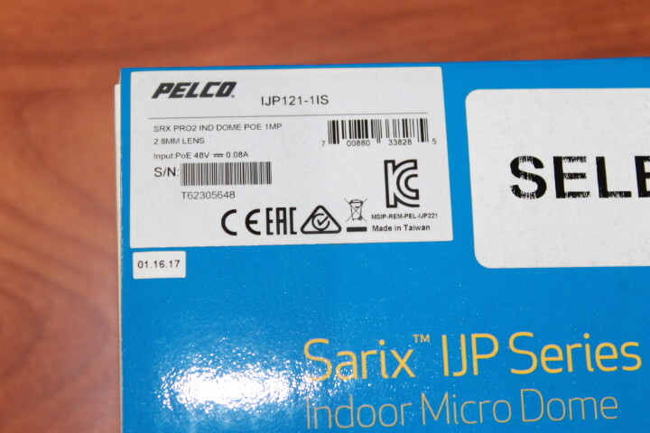 Pelco IJP121-1IS NETWORK CAMERA, MICRO DOME 1 MEGAPIXEL, 2.8 MM FIXED