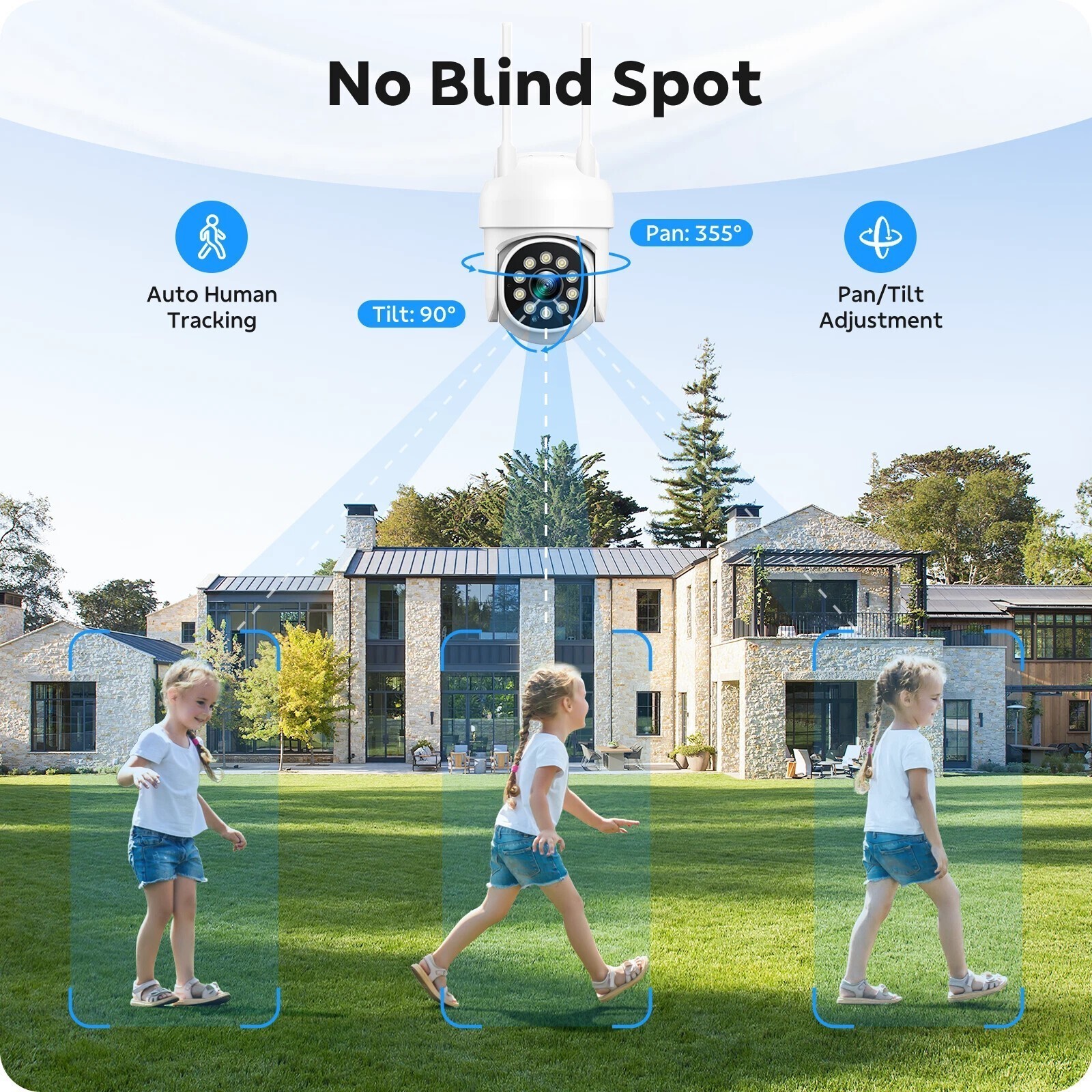 8 Pcs PTZ Cameras Wireless Security Camera System WiFi CCTV 24/7 Record 16CH NVR