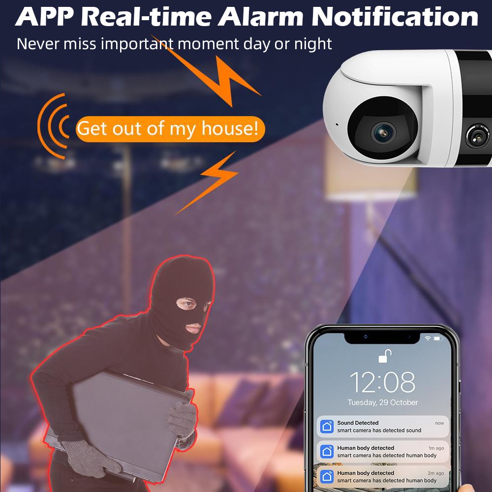 Home & Office 6MP 360° Camera WiFi Bluetooth Indoor Surveillance Night Vision