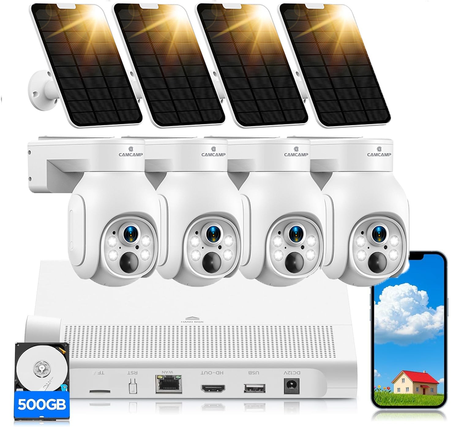 Wireless Home CCTV Security Camera System Outdoor WIFI Solar Power Camera 10CH