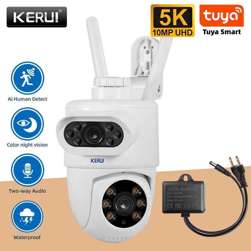 Dual lens security camera Wireless 10MP HD WiFi IP PTZ Home outdoor camera