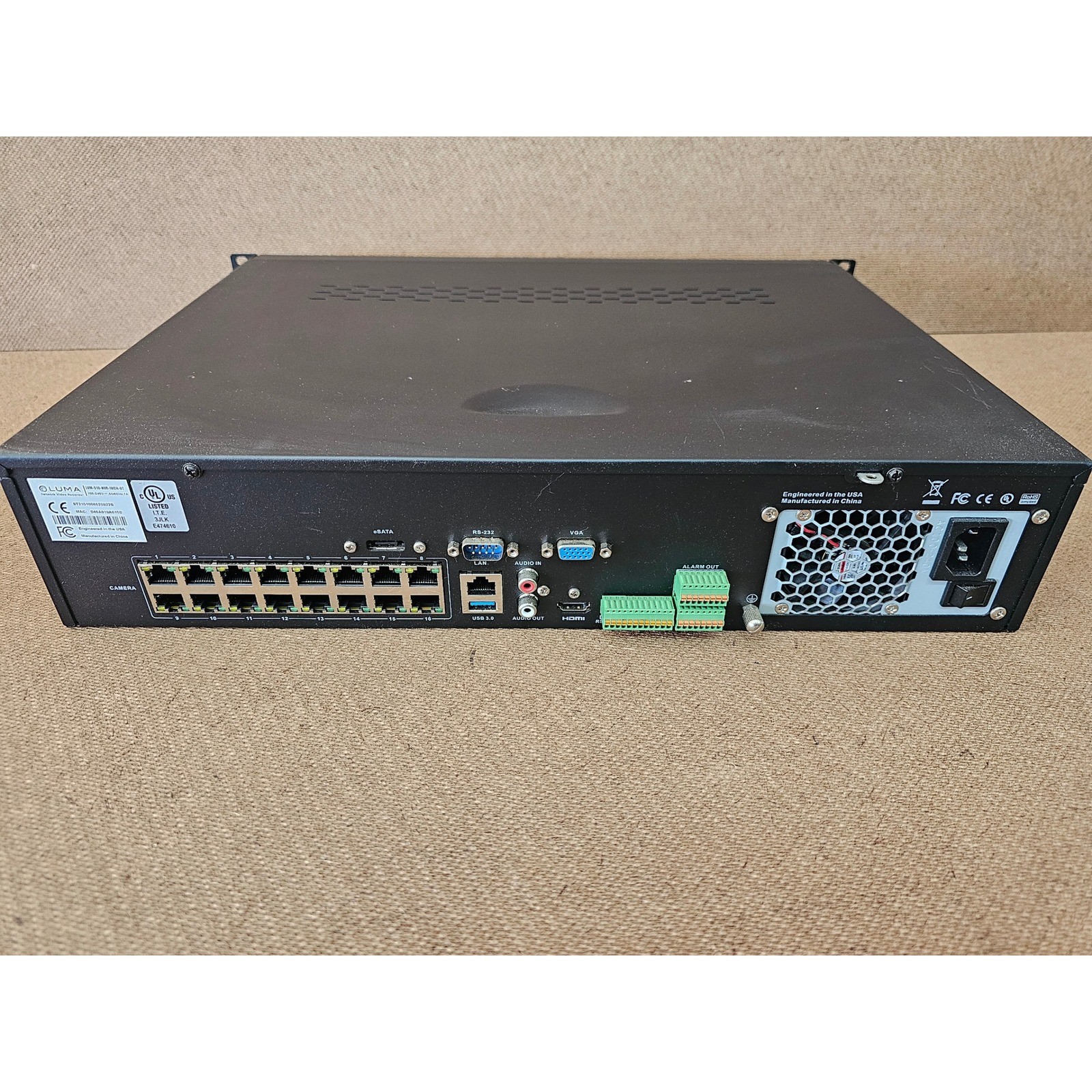 Luma LUM-510-NVR-16CH Network Video Recorder 16-Channel OvrC No HDD / Power Cord