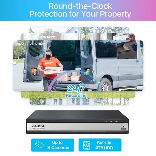 ZOSI 16 Channel H.265+ DVR with Hard Drive 2T 1080p Security Camera System