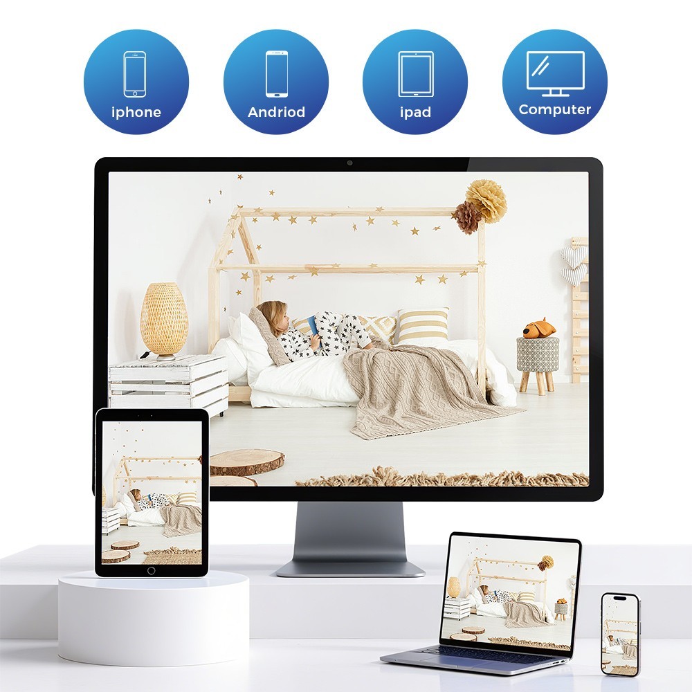 4-Pack Wireless WiFi Security Camera System 1080P Smart Home Pan/Tilt Audio 2.4G