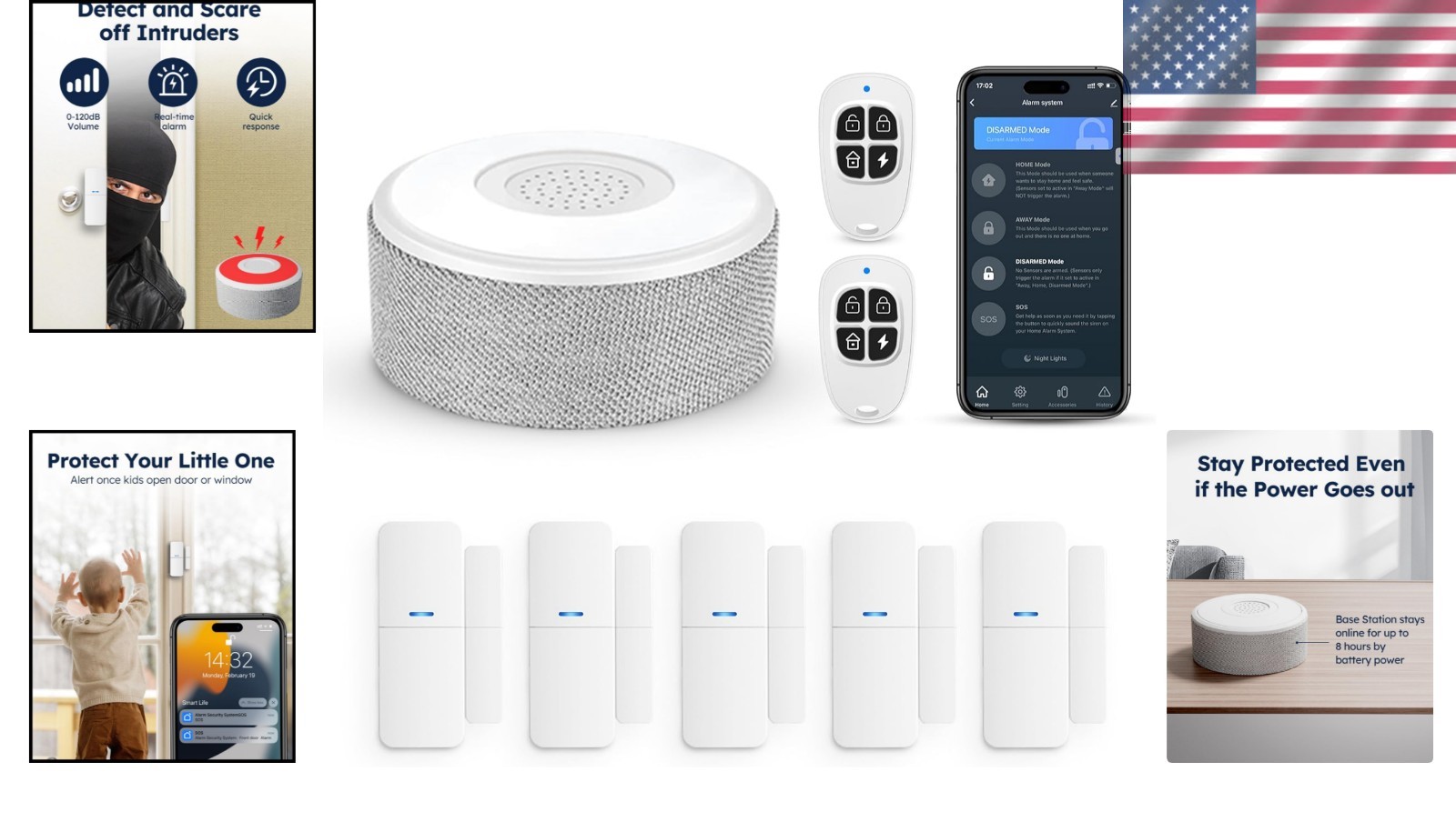 DIY Wireless Smart Security System – 8-Piece Kit with Alexa Compatibility