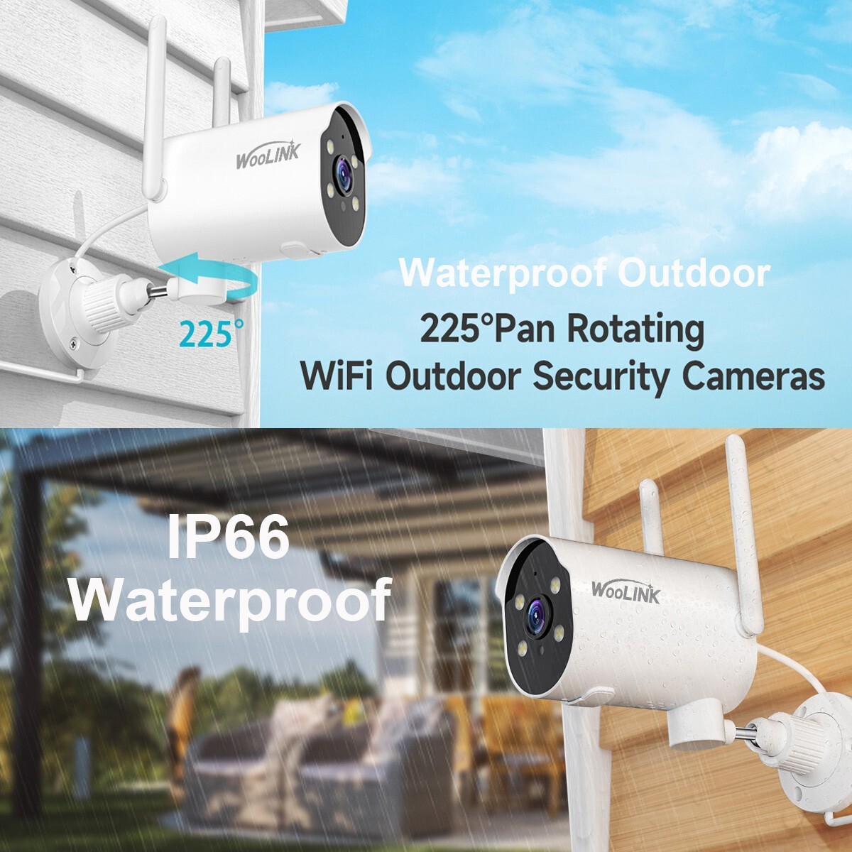 Solar Battery Powered Wireless WiFi Outdoor Pan 225° Home Security Camera System