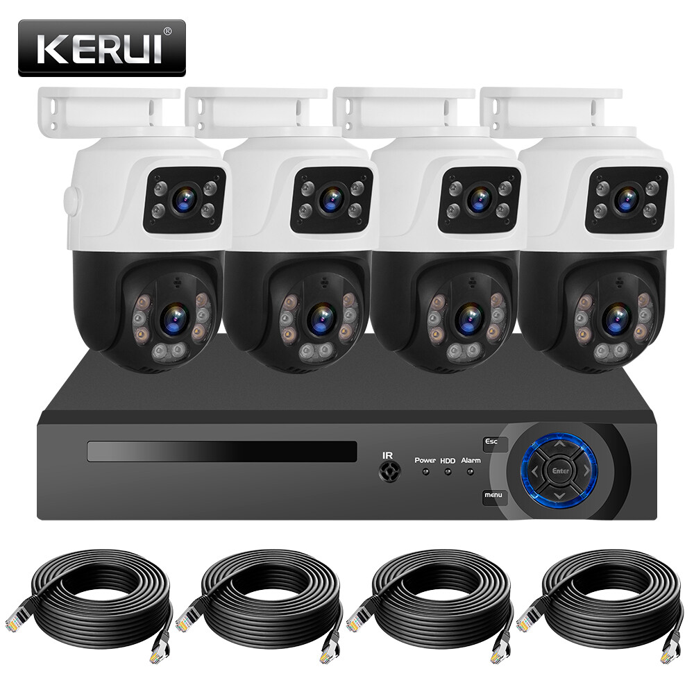 6MP POE Security Camera System w/ 4PCS PTZ Outdoor Home Security Cameras 8CH NVR