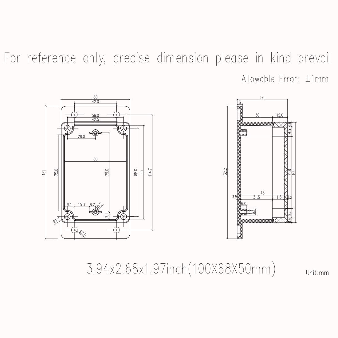 Zulkit Junction Box ABS Plastic 3.94″ x 2.68″ x 1.97″(Pack of 2), Black