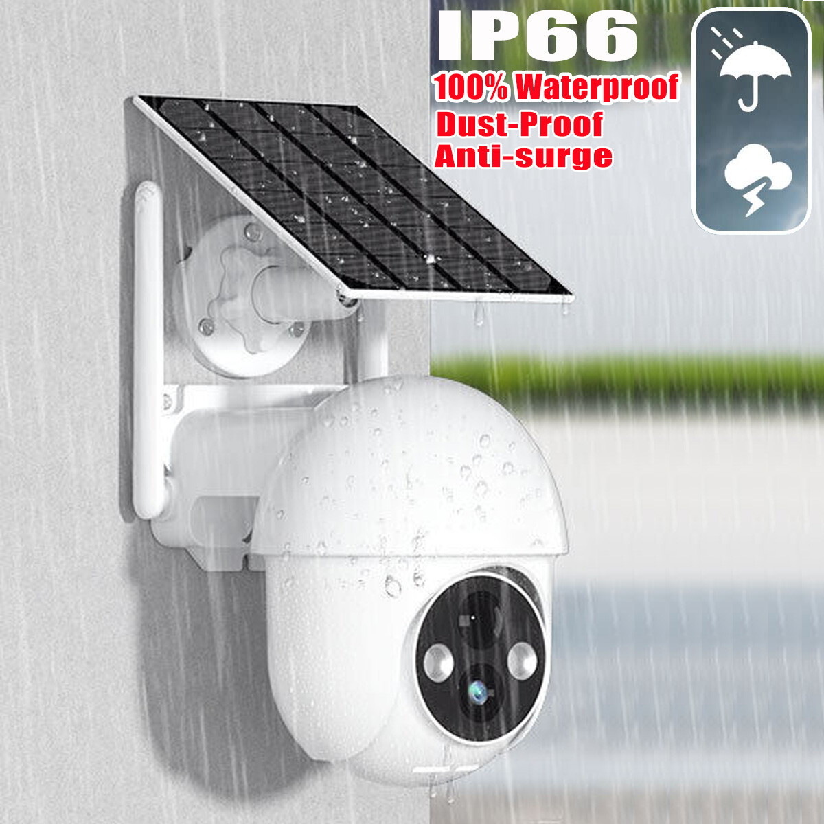 Solar Battery Powered Wireless WiFi Outdoor Pan/Tilt Home Security Camera System