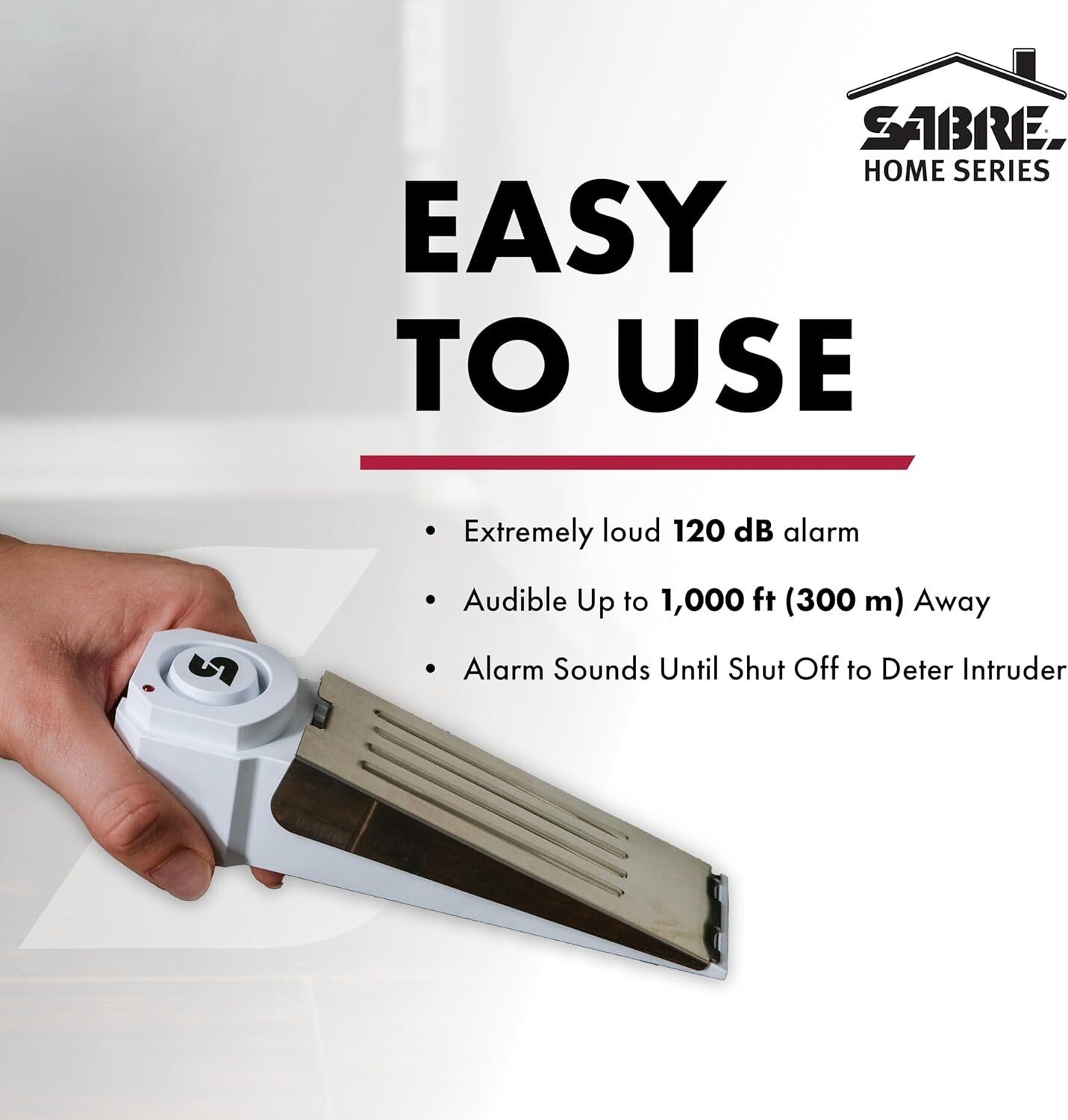 SABRE Wedge Door Stop Security Alarm with 120 dB Siren – Home + Travel Security