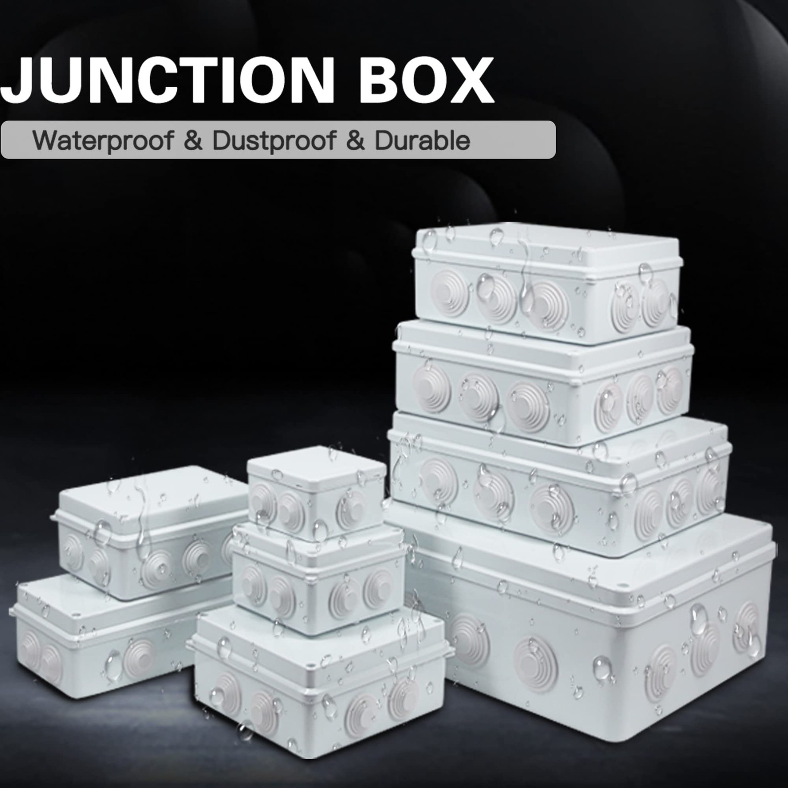 Sunnyglade ABS Plastic Electrical Junction Box IP55 3.4″x3.4″x2″, White
