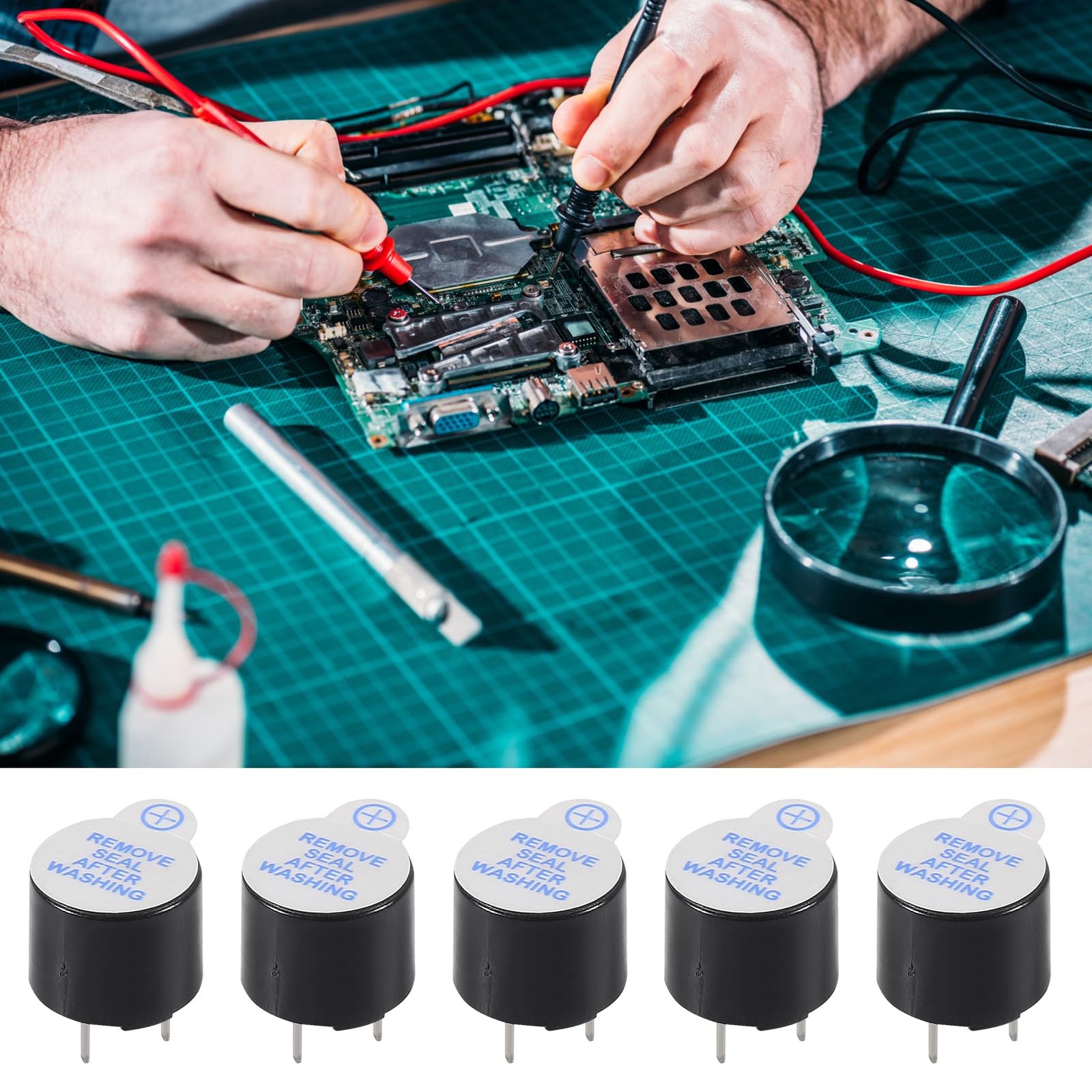 50PCS 5V Active Buzzer 2 Terminals ,Magnetic Electronic Continous Long Beep T…