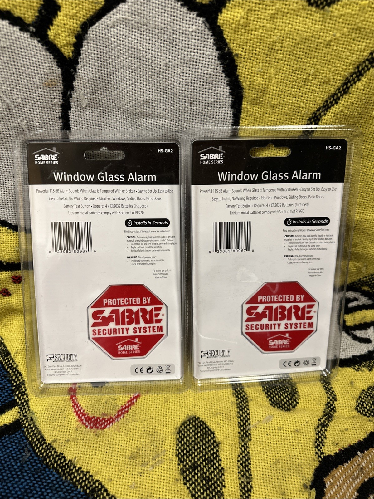 SABRE Glass Alarm Standalone Alarms – 2 Pack. Lot Of 2 For Total Of 4 Sensors